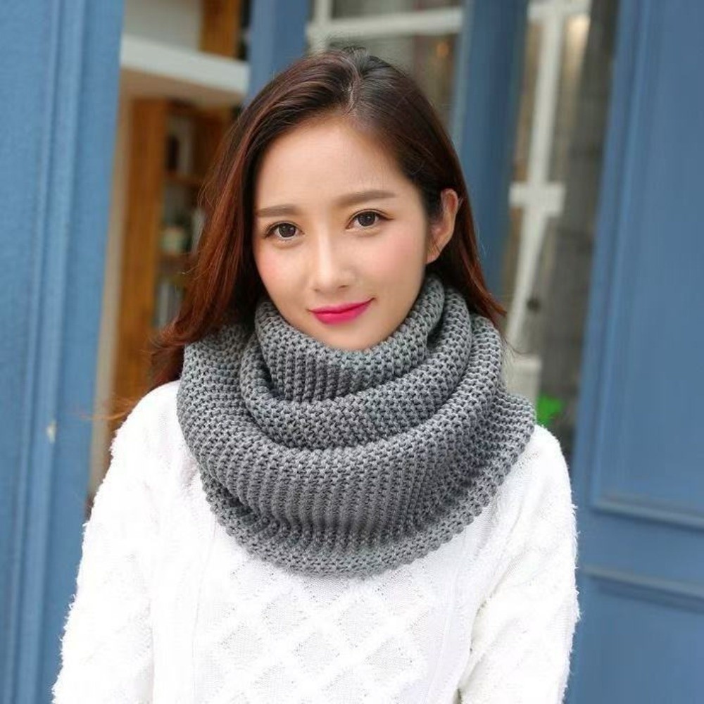 Infinity Scarf Knit - 단색 인피니티 루프 스카프 통기성 좋은