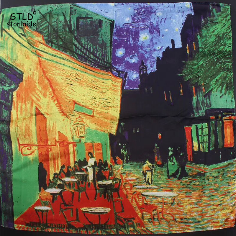 Eruo Van Gogh 유화 인쇄 사각 실크 스카프, - Scarf Silk Square 리뷰 및 가격