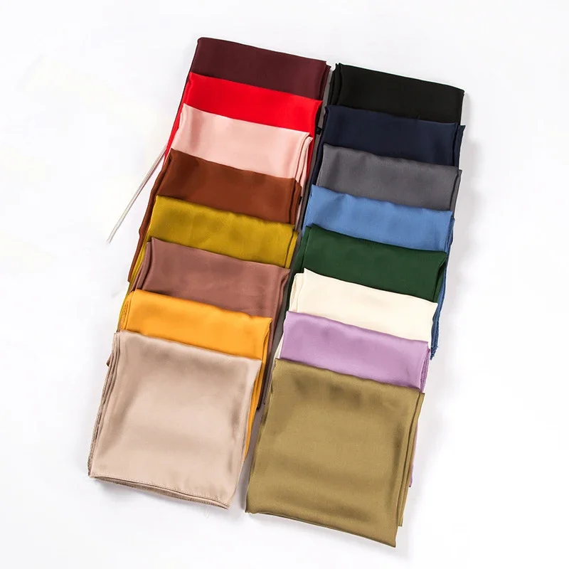 새틴 스카프 여성용 70cm 단색 부드러운 표면 헤드  - Silk Neck Scarf 리뷰 및 가격