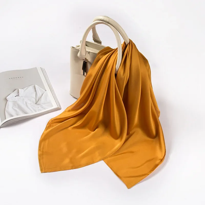 새틴 스카프 여성용 70cm 단색 부드러운 표면 헤드  - Silk Neck Scarf 리뷰 및 가격