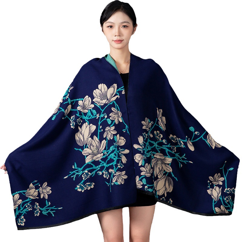 여성 겨울 숄 캐시미어 스카프 플로럴 프린트 숄 랩 파 - Woven Scarf Blanket 리뷰 및 가격