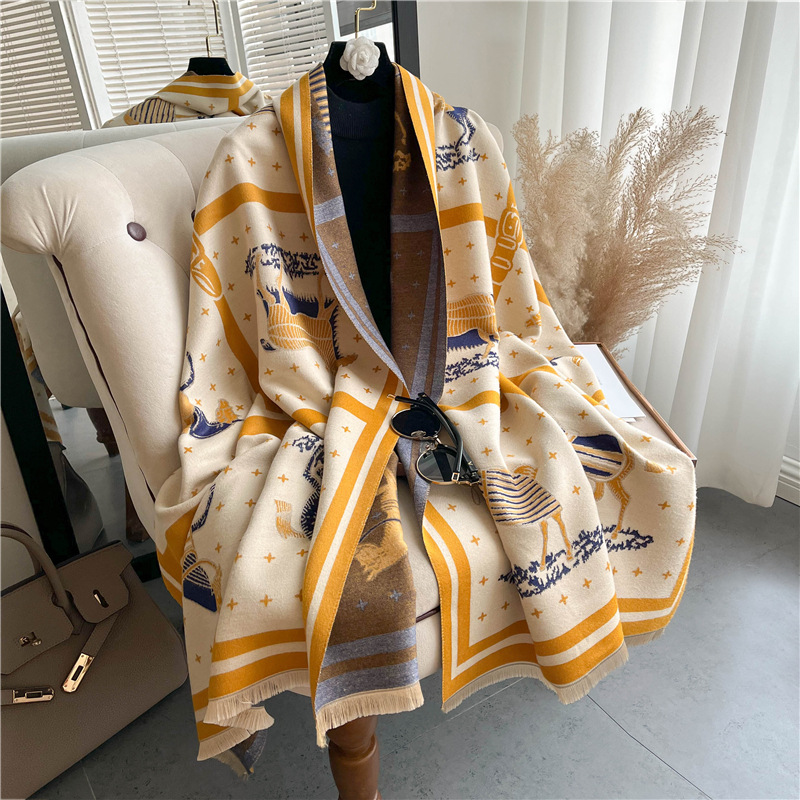 럭셔리 말 인쇄 두꺼운 캐시미어 담요 여성 스카프 따뜻 - Woven Scarf Blanket 리뷰 및 가격