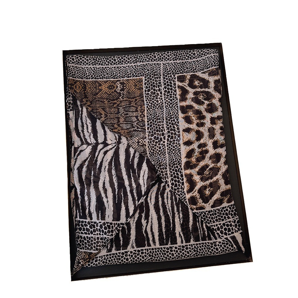 레오파드 작은 긴 실크 스카프 여성 쉬폰 스트랩 겨울  - Silk Neck Scarf 리뷰 및 가격