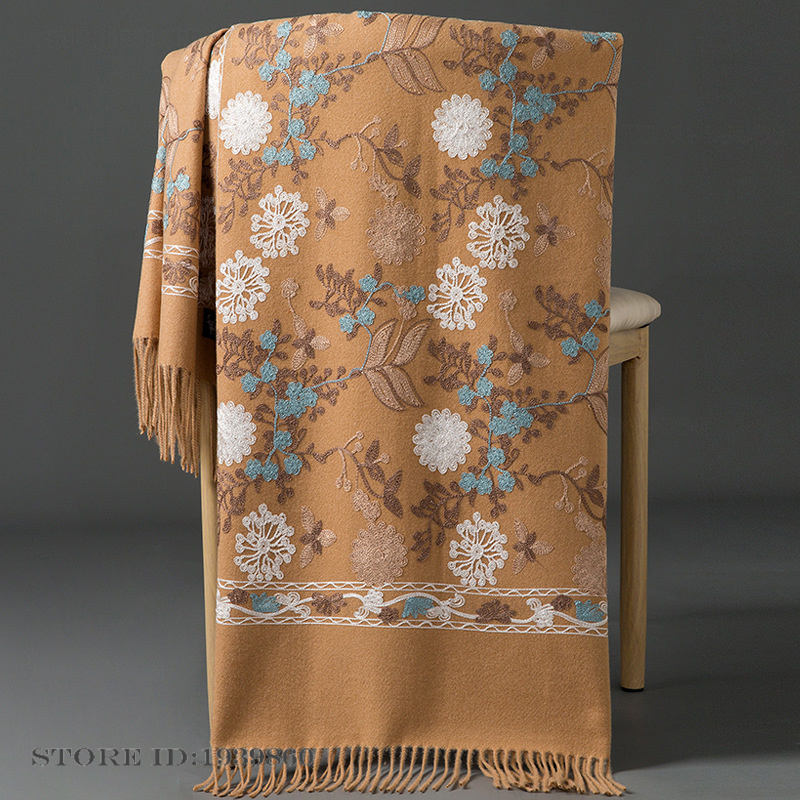 여성용 캐시미어 파시미나 스카프 랩 자수 꽃무늬 롱 숄 - Woven Scarf Blanket 리뷰 및 가격
