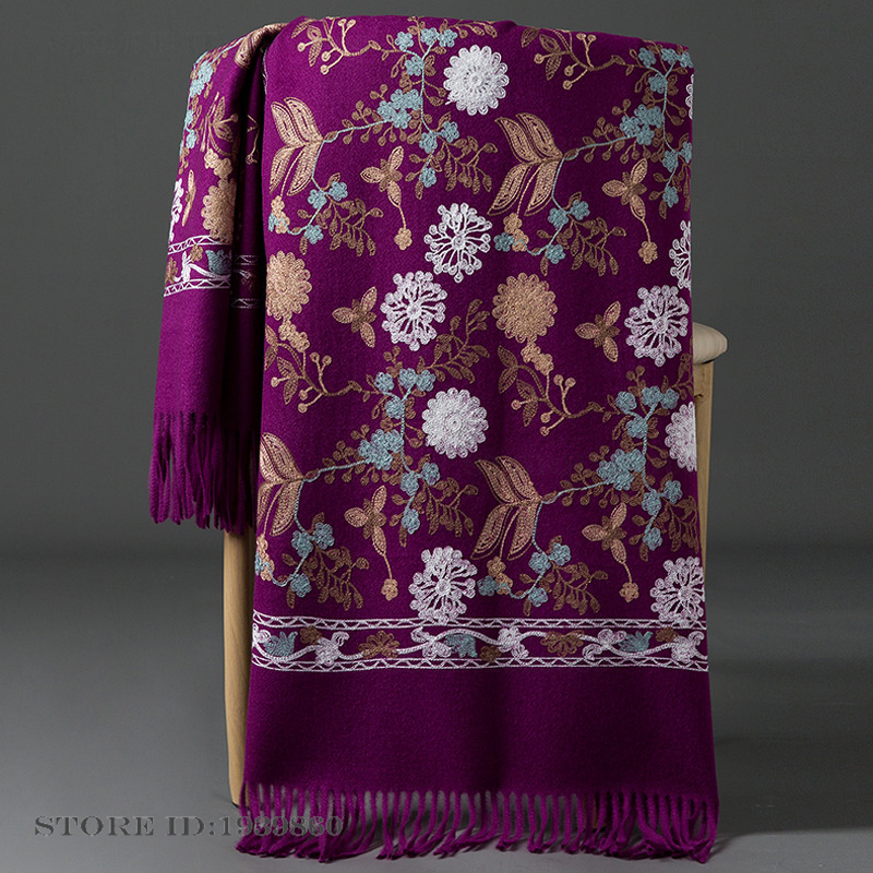 여성용 캐시미어 파시미나 스카프 랩 자수 꽃무늬 롱 숄 - Woven Scarf Blanket 리뷰 및 가격