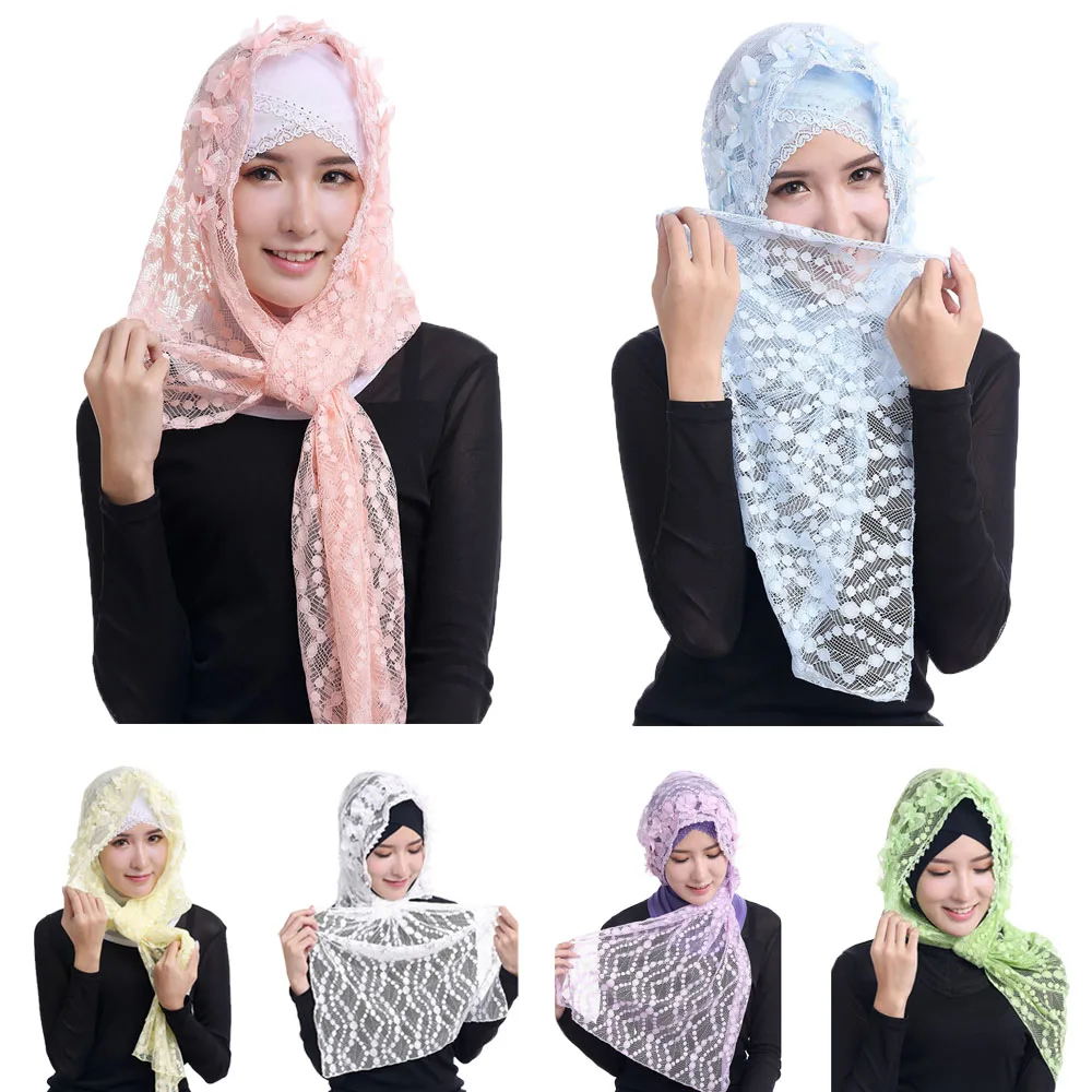 순색 통기성 여성 레이스 스카프 랩 헤드스카프 홀로우  - Stole Wedding Shawl 리뷰 및 가격