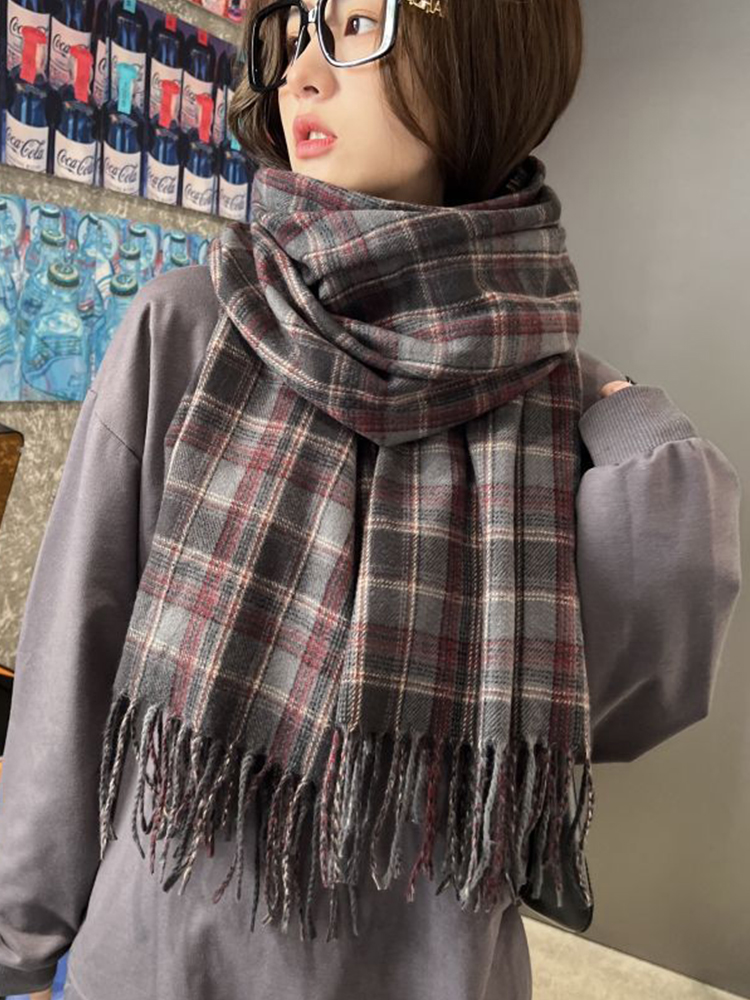 새로운 모조 캐시미어 여성 스카프 겨울 프레피 스타일  - Woven Scarf Blanket 리뷰 및 가격