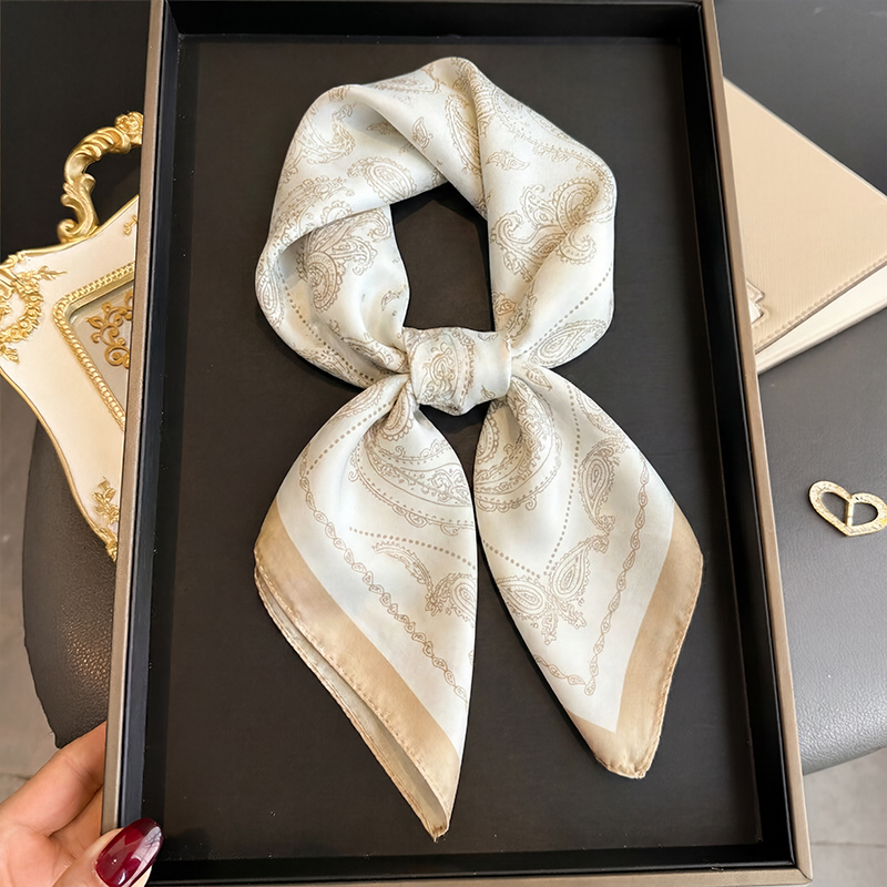 빈티지 베이지 페이즐리 프린트 스퀘어 스카프 새틴 실크 - Silk Neck Scarf 리뷰 및 가격