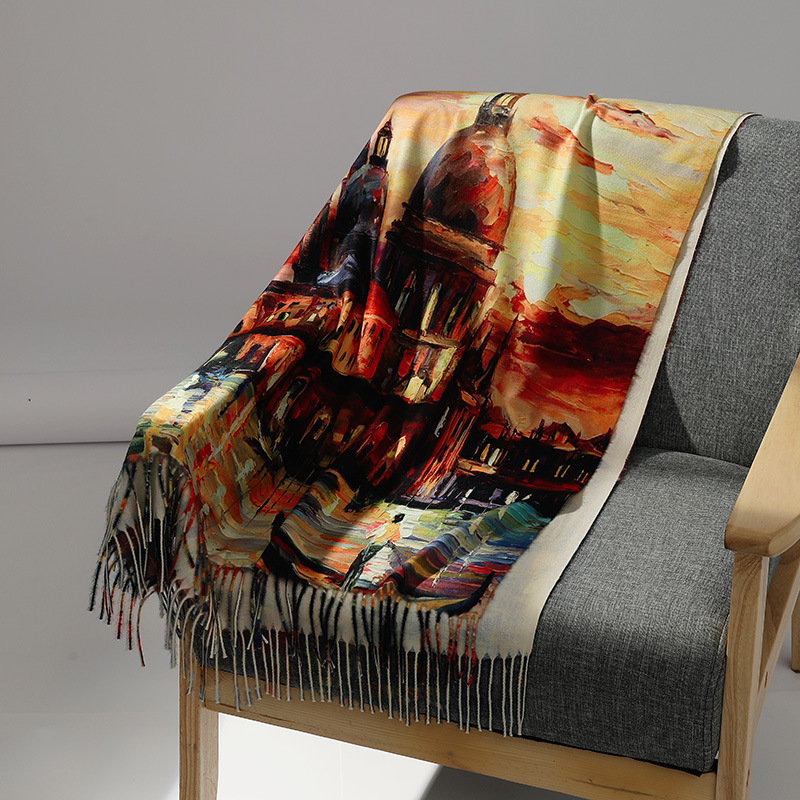 여성을위한 럭셔리 브랜드 유화 캐시미어 스카프 따뜻한  - Woven Scarf Blanket 리뷰 및 가격